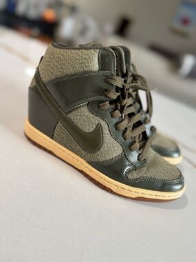 Iconic Nike Sky Hi Dunks, Hidden Wedge Sneakers, Size 7.5
